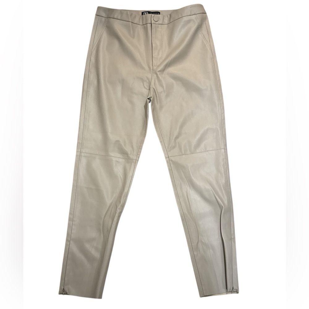 Zara Cream Faux Leather Pants